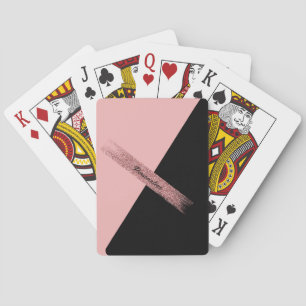 Trendy roze zwarte glitter - gepersonaliseerde gra pokerkaarten