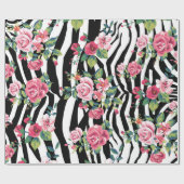 trendy rozen en zebrastrips cadeaupapier (Vlak)