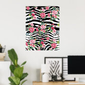 trendy rozen en zebrastrips poster (Thuiskantoor)