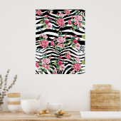 trendy rozen en zebrastrips poster (Keuken)