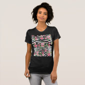 trendy rozen en zebrastrips t-shirt (Voorkant volledig)