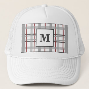 Trendy ruit rood grijs zilver op maat gemaakte mon trucker pet