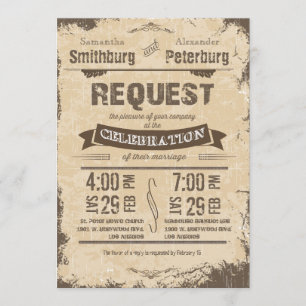 Trendy Rustic Beige Grunge Wedding Invite Kaart