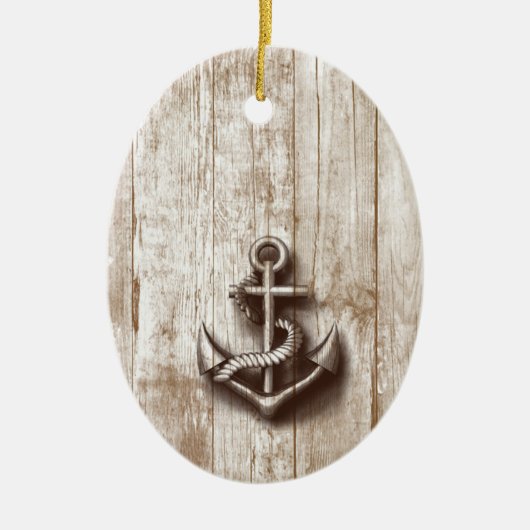 Trendy  rustic nautical anchor keramisch ornament (Voorkant)