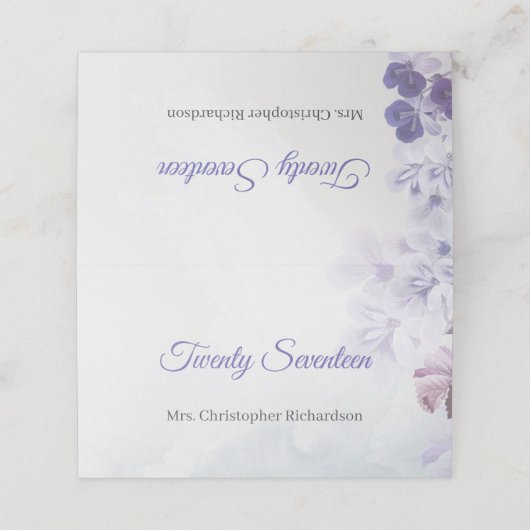 Trendy Rustic paars dusty blue mauve flower Plac (Buitenkant ongevouwen)