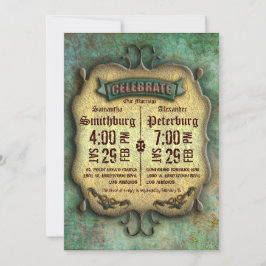 Trendy Rustic Patina Wedding Invite Kaart