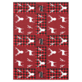 Trendy rustic plaid and white reindeers red black tafelkleed (Voorkant)