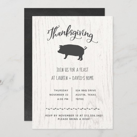 Trendy Rustic Thanksgiving Dinner Kaart (Voorkant / Achterkant)