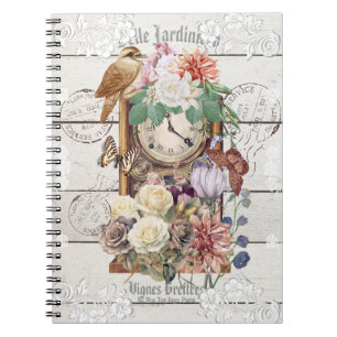 Trendy rustieke antieke klok Franse kunst Stempels Notitieboek