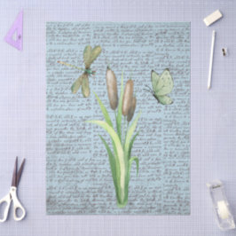 Trendy rustieke  kalligrafie letters Blauw Tissuepapier