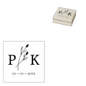 Trendy Rustieke Trouwdag Initialen Boho Wilde Bloe Rubberstempel (Gestempeld)