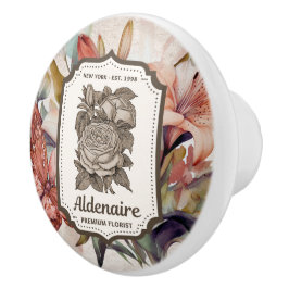 Trendy rustieke vintage botanische bloemist Vlinde Keramische Knop