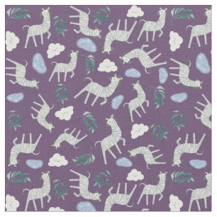 Trendy safari animals oerwoud zebra paard paars stof