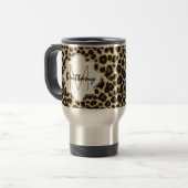 Trendy Safari Leopard Print Monogram Reisbeker (Voorkant links)