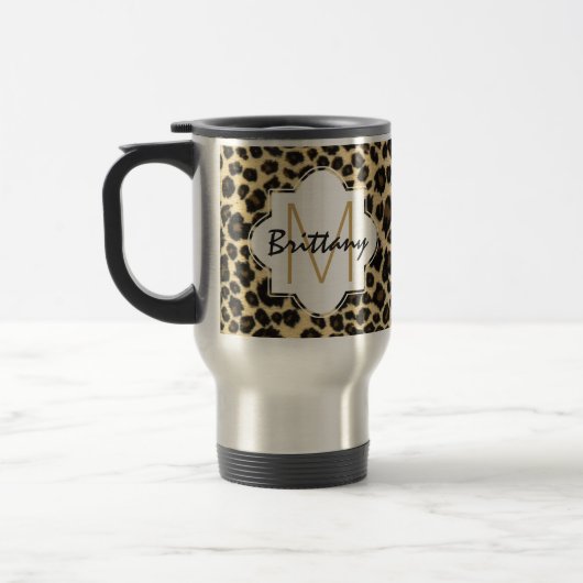 Trendy Safari Leopard Print Monogram Reisbeker (Links)