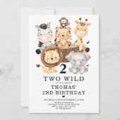 Trendy Safari Oerwoud TWO WILD 2e verjaardag Kaart (Voorkant)