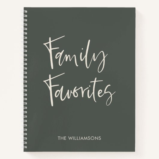 Trendy Sage Cream Script Cooking Family Recipe Notitieboek (Voorkant)