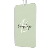 Trendy Sage Green Black White Script Monogram  Luchtverfrisser (Links)