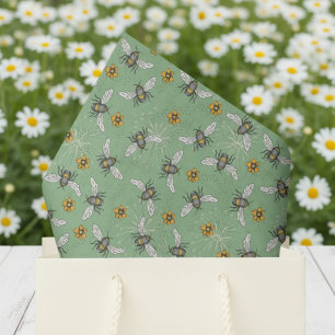 Trendy Sage Green Buzzing Honingbij voor de zomer Tissuepapier