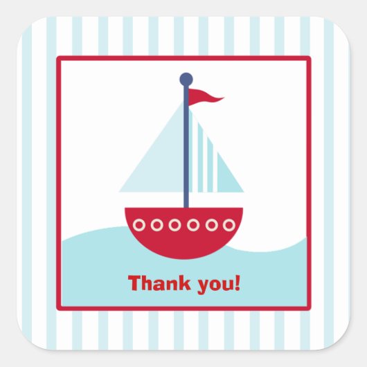 Trendy Sailboat Square Favor Stickers (6 Groot) (Voorkant)