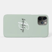 Trendy saliegroen zwart wit script monogram Case-Mate iPhone case (Achterkant (horizontaal))
