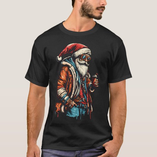 Trendy Santa Claus Drink T-shirt (Voorkant)
