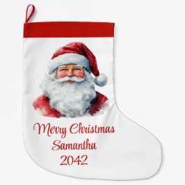 Trendy Santa Claus Watercolor Holiday Stocking Grote Kerstsok