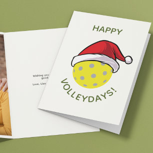 Trendy Santa Pet Pickleball White Christmas Foto Feestdagen Kaart