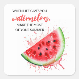 Trendy Sappig Watermeloen Zomerdesign Motivatie Vierkante Sticker