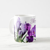 Trendy schattig modern boho paarse krokus bloemenm koffiemok (Voorkant links)