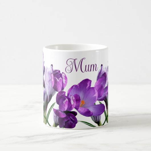 Trendy schattig modern boho paarse krokus bloemenm koffiemok (Center)