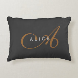 Trendy Schattig Plain Monogram Initiaal Naam Accent Kussen