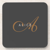 Trendy Schattig Plain Monogram Initiaal Naam Bier Onderzetter (Voorkant)