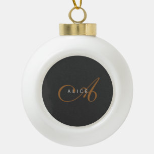 Trendy Schattig Plain Monogram Initiaal Naam Keramische Bal Ornament