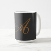 Trendy Schattig Plain Monogram Initiaal Naam Koffiemok (Voorkant rechts)