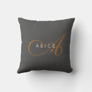 Trendy Schattig Plain Monogram Initiaal Naam Kussen