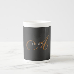 Trendy Schattig Plain Monogram Initiaal Naam Porselein Kop