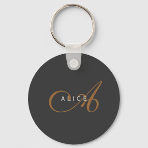 Trendy Schattig Plain Monogram Initiaal Naam Sleutelhanger