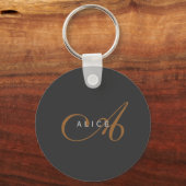 Trendy Schattig Plain Monogram Initiaal Naam Sleutelhanger (Voorkant)
