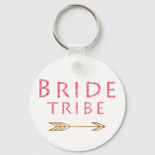 trendy schattig roze bruidtribe gouden pijl sleutelhanger