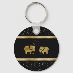 Trendy schattige luxe zwarte/gouden olifant uit li sleutelhanger