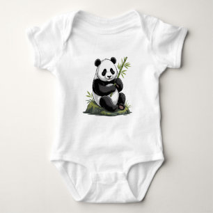 Trendy Schattige Panda Beer Met Groene Bamboe Romper