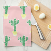 Trendy Schattige Potten Cactus & Roze Theedoek (Quarter Fold)