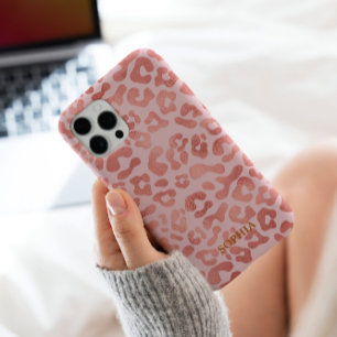 Trendy Schattige roze luipaardpatroon gepersonalis iPhone 16 Pro Hoesje