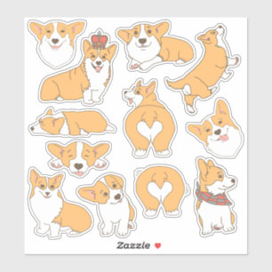 Trendy Schattigee Corgi Dog Illustraties Sticker