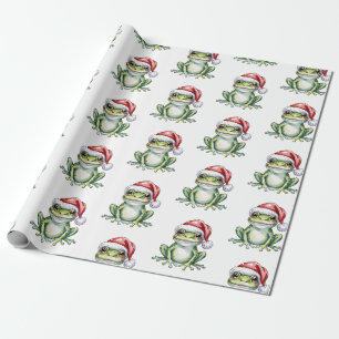 Trendy Schattigee Frog Santa Hat Christmas Cadeaupapier
