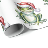 Trendy Schattigee Frog Santa Hat Christmas Cadeaupapier (Rol Hoek)