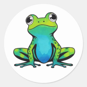 Trendy Schattigee Happy Green Frog Ronde Sticker