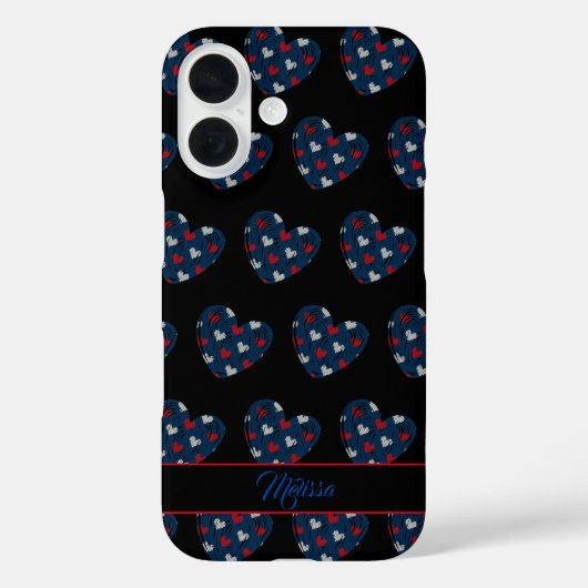 Trendy Schattigee Harten Blauw Rood Case-Mate iPhone Case (Achterkant)
