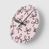 Trendy Schattigee Little Black Bows Pink Ronde Klok (Hoek)